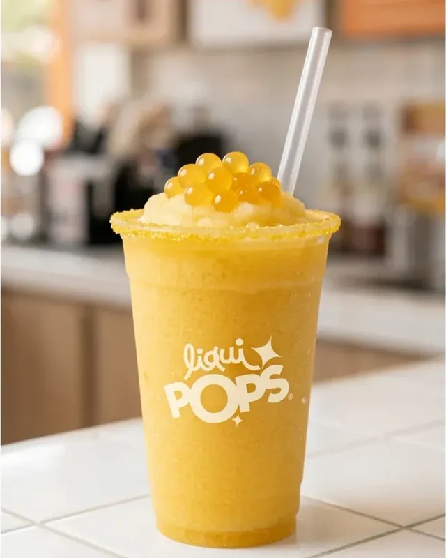 Raspado sabor maracuyá con perlas explosivas LiquiPops
